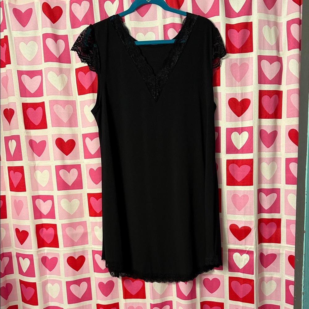 Women's Black Lace-Trim Midi Dress Size 2XL